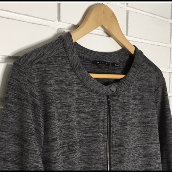 H by Halston | Heathered Grey/Grey Zip-Up Jacket - Picture 2 of 6